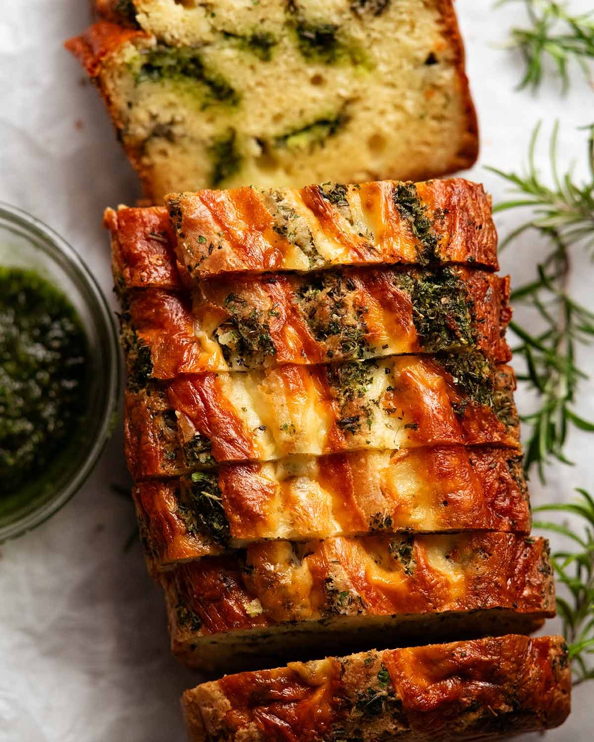 Cheese, herb and garlic quick bread