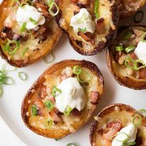 Crispy Cheese & Bacon Potato Skins with extra bacon flavour
