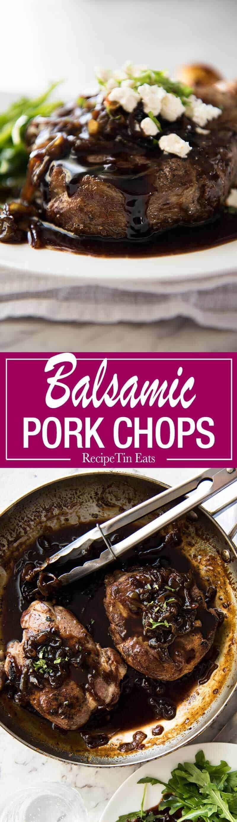 These Balsamic Pork Chops are fantastic for midweek meals - so fast and easy! The sweet tangy balsamic glaze is incredible! recipetineats.com