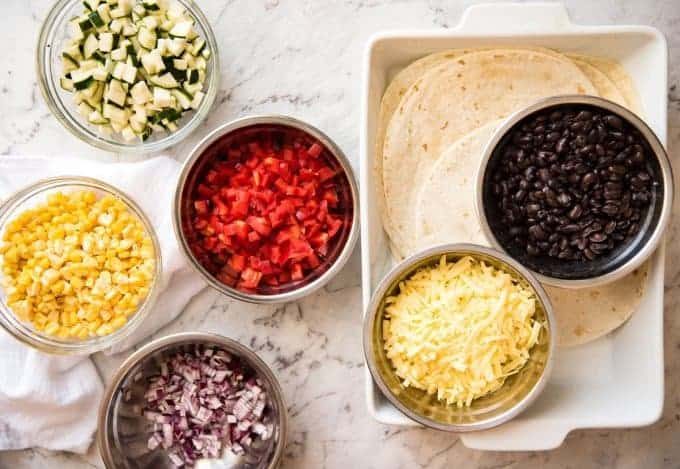 Vegetarian Mexican Caserole (Lasagna) - Fresh, healthy and loaded with Mexican flavours, just 342 calories per serving! www.recipetineats.com