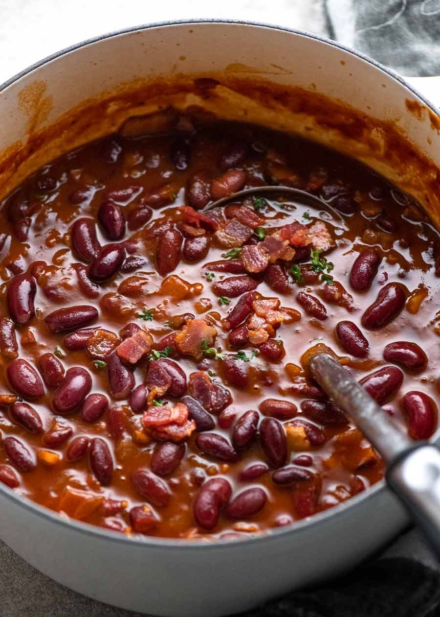 Pot of Southern Baked Beans with Bacon