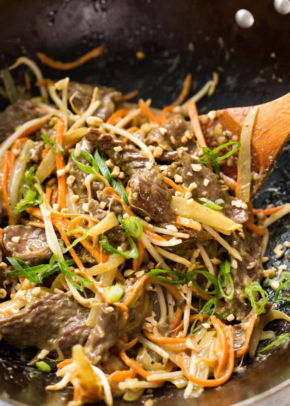 This Satay Peanut Stir Fry is almost too good to be true - it's SO FAST and SO EASY and tastes incredible! recipetineats.com