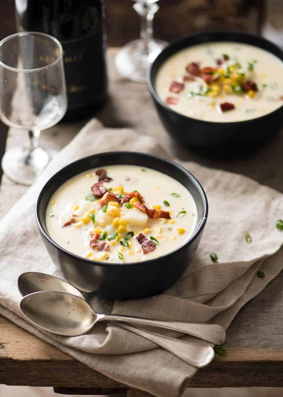 Creamy Corn Chowder with Bacon, with a couple of simple tips for make it extra tasty! www.recipetineats.com