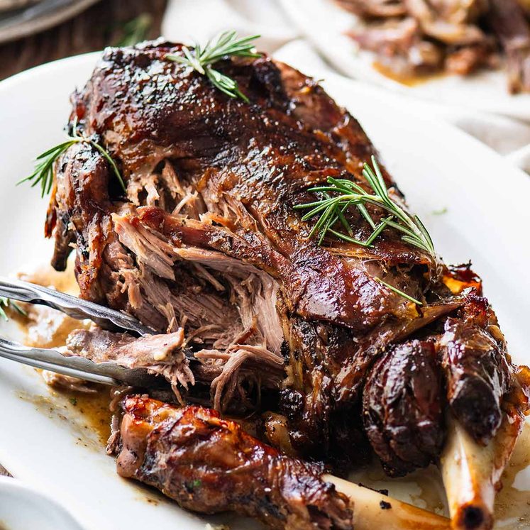 Slow Roasted Leg of Lamb with Rosemary and Garlic