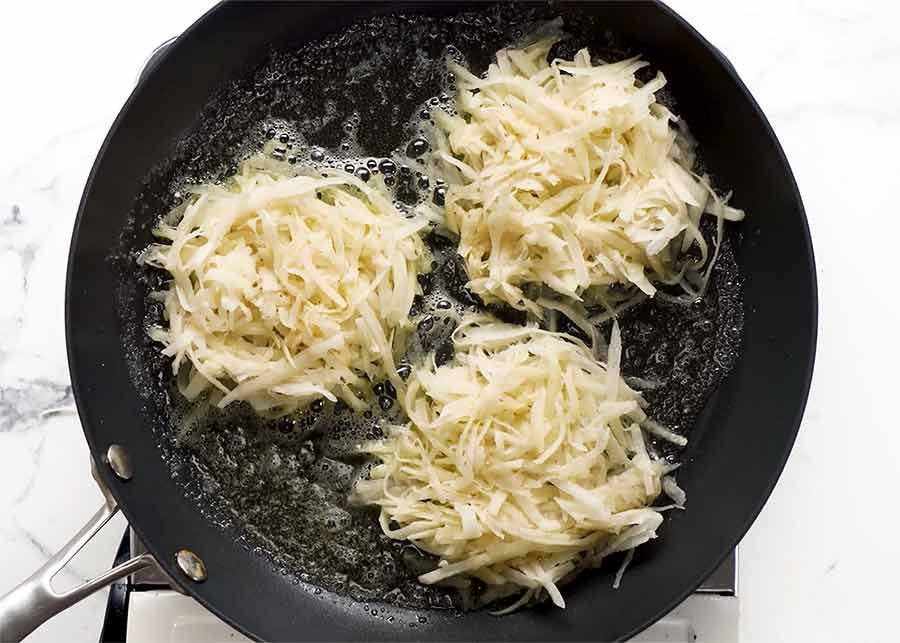 Small Potato Rosti in a skillet