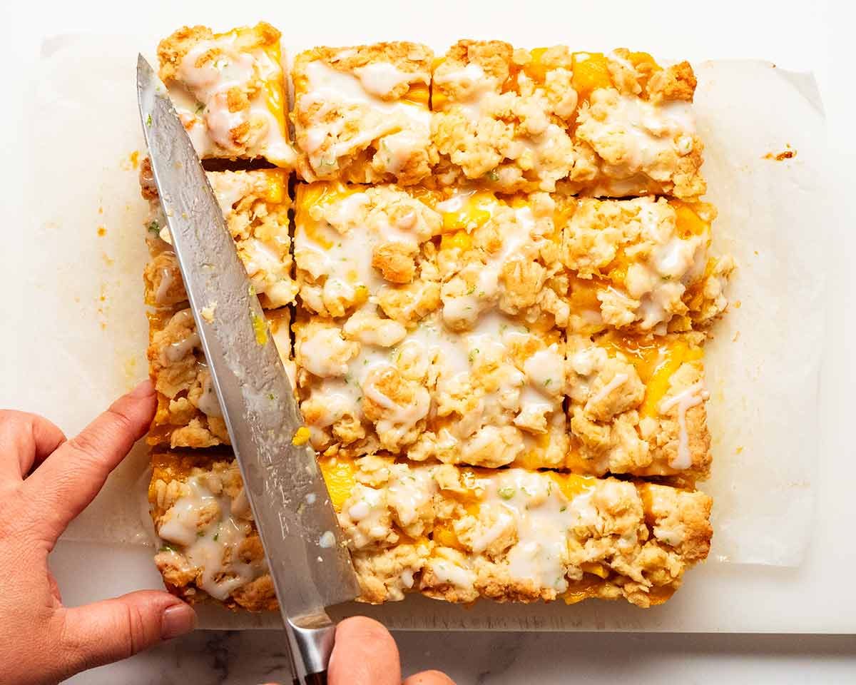 Mango bars with lime drizzle