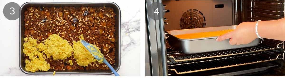 Golden Saffron Rice Bake stuffed with Spiced Meat