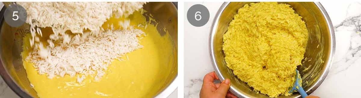 Golden Saffron Rice Bake stuffed with Spiced Meat